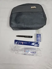 Tumi For Delta Travel Amenity Pouch Zip Bag Black With Toiletries