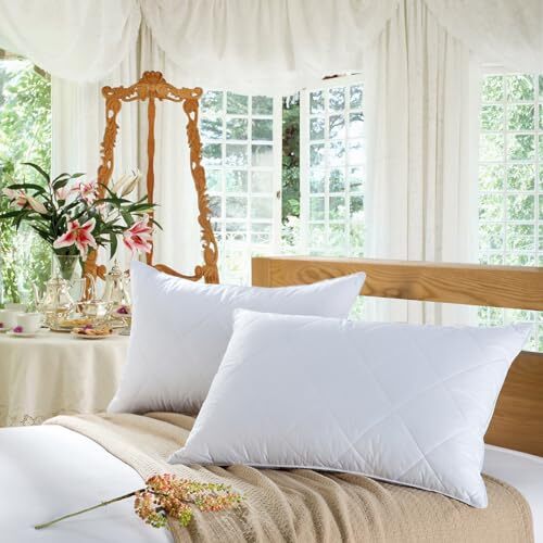 Three Geese Set of White Goose Feather Bed Pillows Assorted Sizes Colors