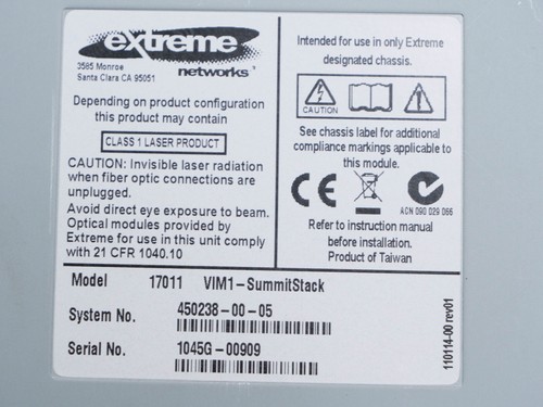 Extreme Network - 17011 System No. Vim1-Summitstack Number 1 - Picture 13 of 14