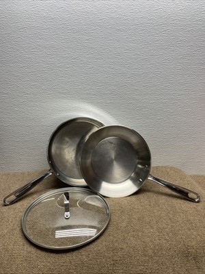 Emeril Stainless Steel Copper Core 10'' Skillet And 3Qt Sauté Pan With Glass Lid