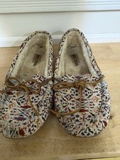 Minnetonka Cally 44252 Women's Moccasin Slipper 9M Faux Fur Lined Aztec