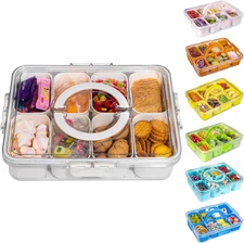 Divided Snack Serving Tray with Lid and Handle Travel Snackle Box Charcuterie Co