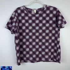 Vintage 90s Arizona Jean Company Cropped Floral Grunge Purple Top Shirt Large