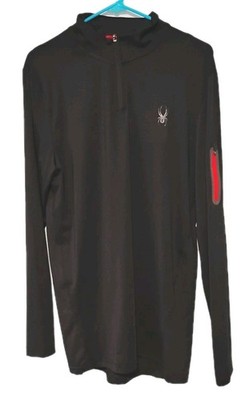 Spyder Active ProW=B Men's 1/4 Zip Pullover Large Black Long Sleeve Zip Pocket