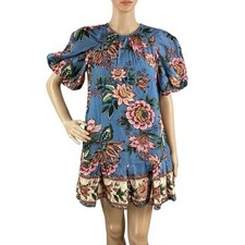 Farm Rio Wonderful Bouquet Floral Mini Dress Blue XS