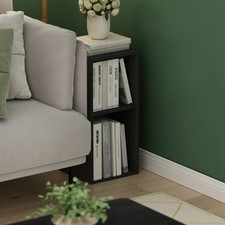2-Tier Space Saving Storage Shelf Bookcase, 10-Inch Width, Blackwood