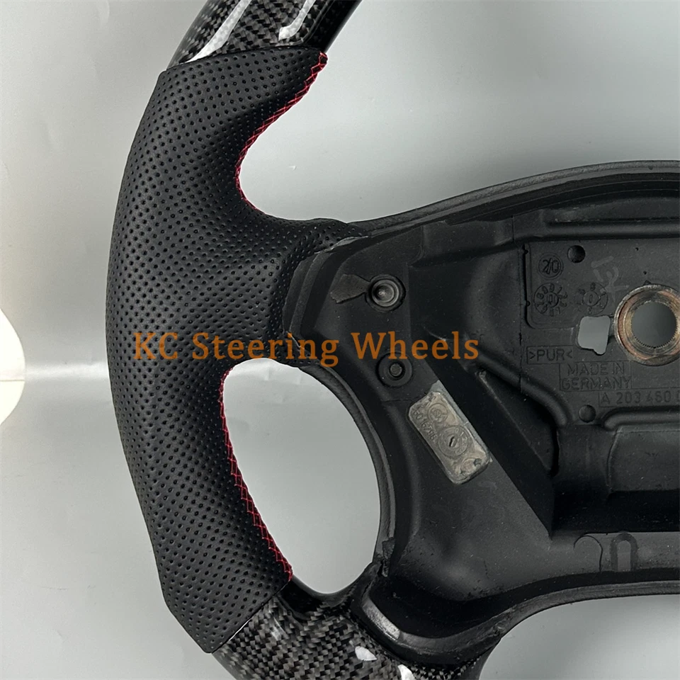 Volante de cuero de fibra de carbono negro para Mercedes-Benz Amg 2002-2005  Foto 4 de 4