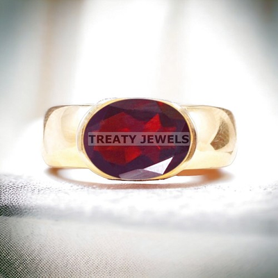 #ad #ad Garnet Oval Cut With 14k Yellow Gold Ring For Men#x27;s #A346 # $499.99