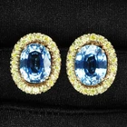 Precious Cornflower Blue Sapphire 9.20Ct 925 Sterling Silver Rose Gold Earrings