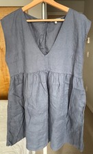 Madewell Mini Dress Relaxed V Neck Empire Waist Lilac Linen Pockets NWT MED