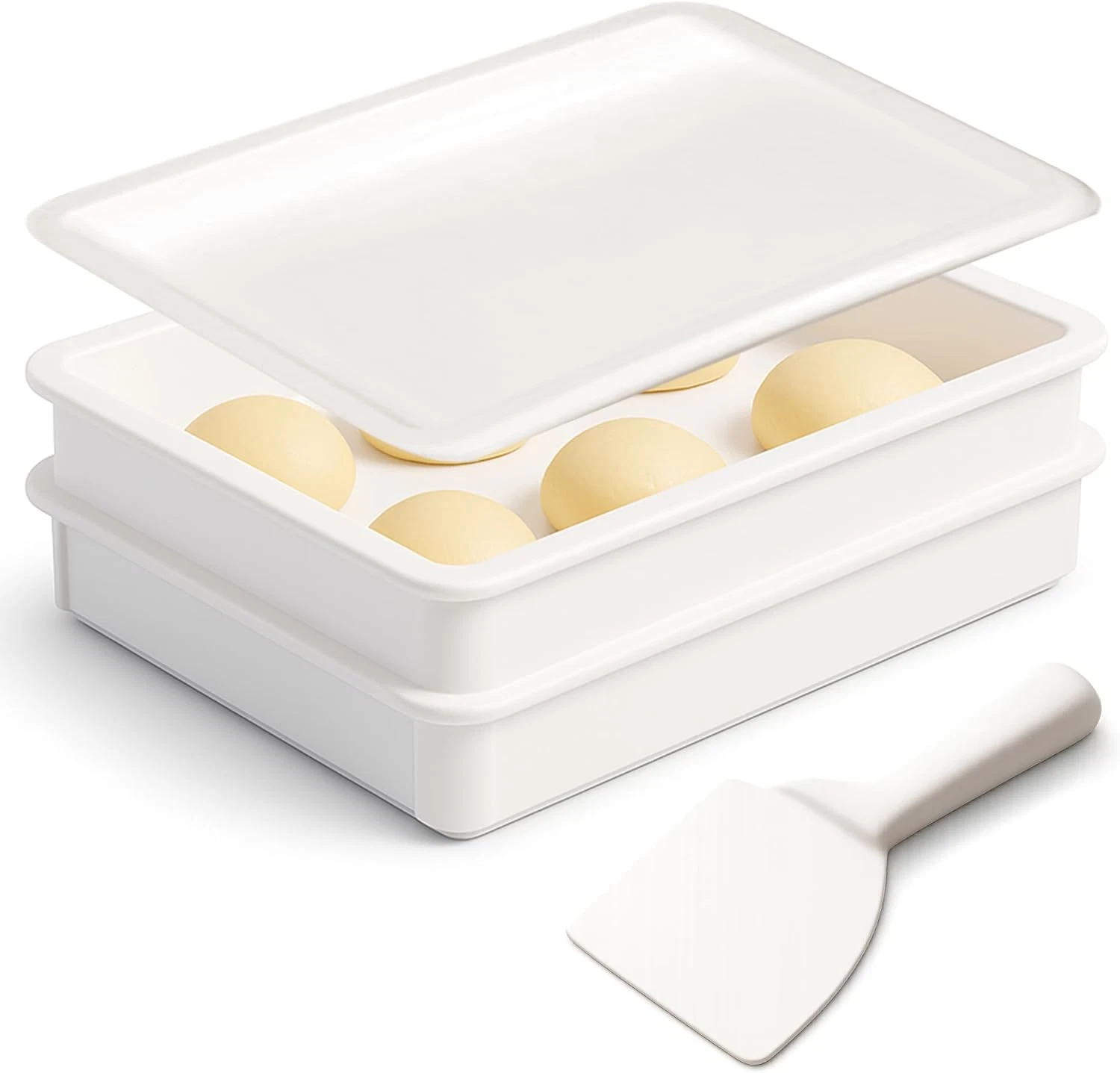 Pizza Dough Proofing Box Kit - 2 Trays, Lid & Scraper - USA Made, Stackable
Opens in a new window or