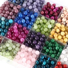Natural Stone Beads 4 to 12mm Round Lava Amethyst Tiger Eye for DIY Bracelets