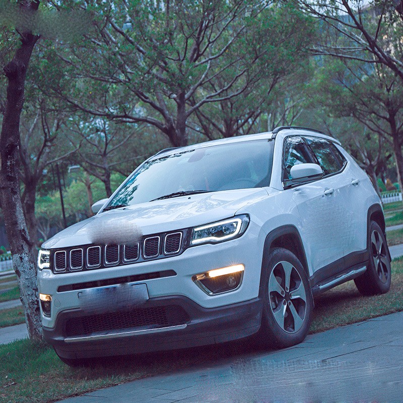 1Pair Led Car Headlight DRL Headlamp Assembly For 2017-2019 Jeep Compass