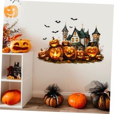 Halloween Pumpkin Haunted House Wall Decals Peel and Stick, Spooky Wall 48