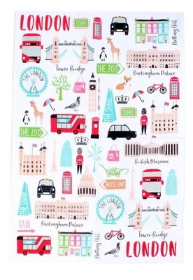 Neu Milly Green London Eco Adventures Print Baumwolle Geschirrtuch 45x67cm