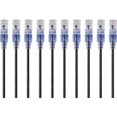 Monoprice 10-Pack SlimRun Cat6A Ethernet Network Patch Cable 7ft Black