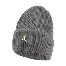 Nike Air Jordan Gold Metallic Logo Cuffed Beanie Gray Unisex DM8272-091