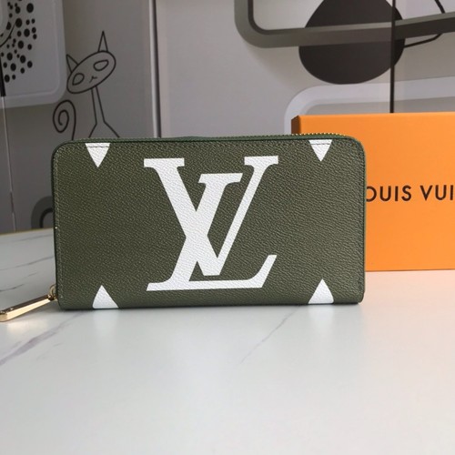 Louis Vuitton Zippy Wallet Olive Green Monogram Giant Leather Gold M60017