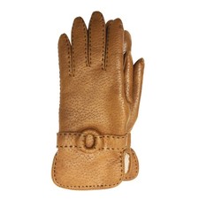 Vintage Brown Pebbled Leather Fleece Lined Gloves Small No size tag