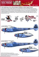 Kits World Decals 1/48 LOCKHEED P-38J LIGHTNING Lt F. Slanger Moonlight Cocktail