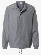 New Champion Coach's Jacket Grey Size Large Thin Wind Breaker Water Resistant