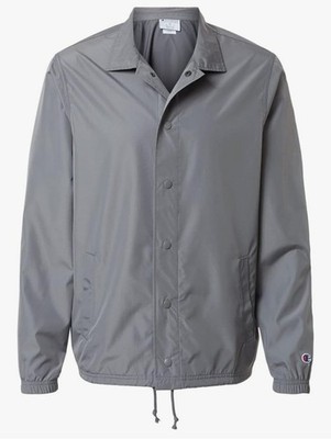 New Champion Coach's Jacket Grey Size Large Thin Wind Breaker Water Resistant 