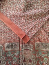 Pure Silk Sari / Silk fabric 5 yards/ Recycled Natural Vintage Fabrics PSS17813