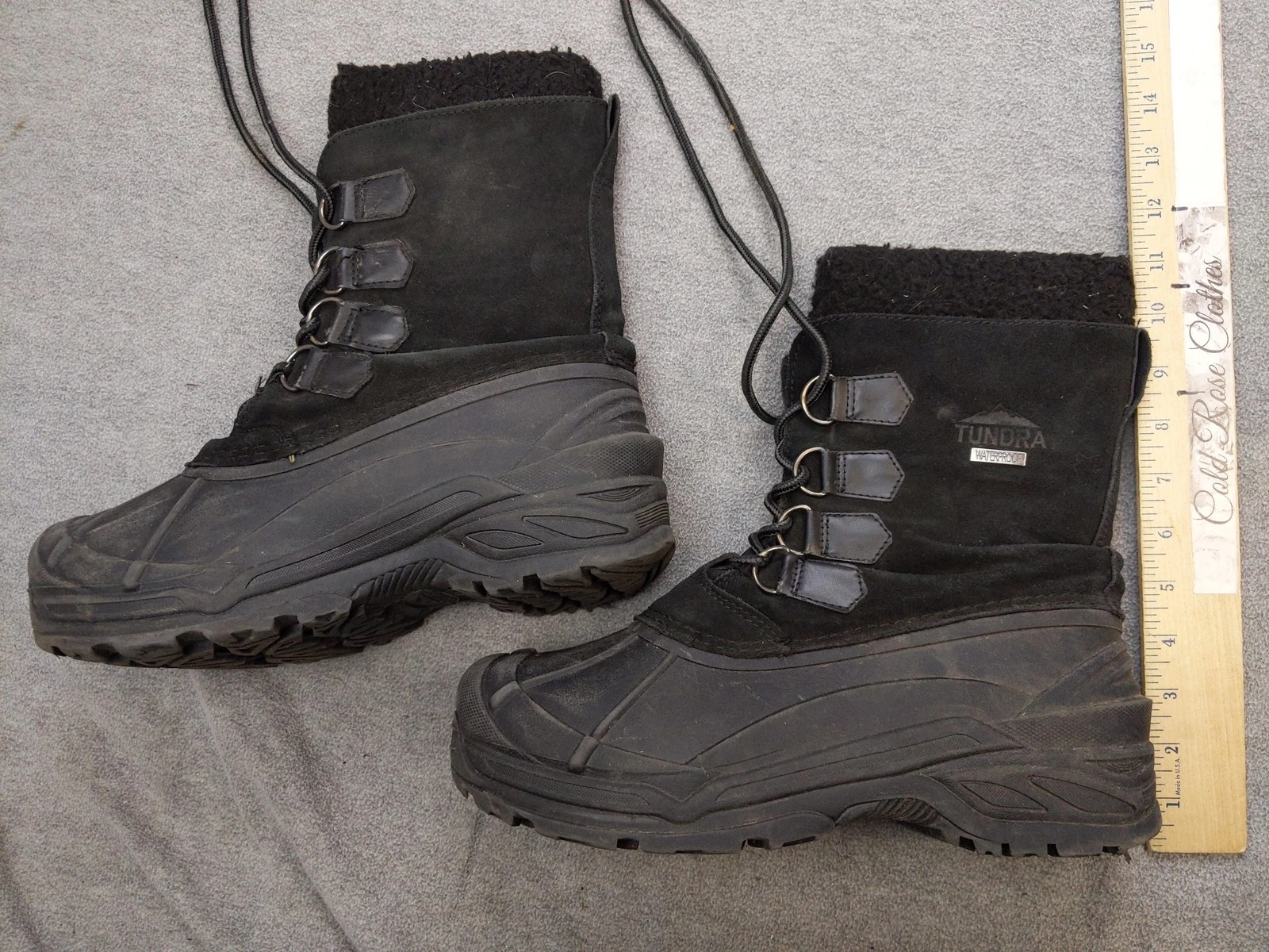 Tundra Duluth Snow Boots Mens 8 41 Black Leather Waterproof Insulated Winter