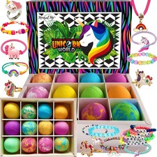 Bath Bombs Organic with Jewelry Surprise Rainbow Unicorn 12 Pack Girls Inside