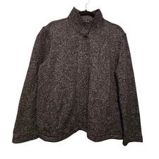 Eileen Fisher Organic Cotton Tweed Jacket Womens XL Black #63918 Lagenlook EUC