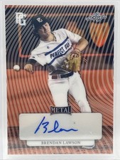 2023 LEAF METAL PERFECT GAME BRENDAN LAWSON ORANGE REFRACTOR 2/5 AUTO