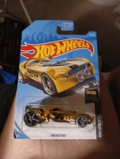2017 Hot Wheels Rocket Fire Car  Gold W/ Blue Trim. 5/5 Pre-owned New