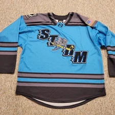 Quad City Storm Hockey Jersey Mens 3XL Blue Black SPHL K1 Sportswear USA Patch