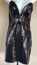 Y2K Express Dress Women’s Black Size 6 Sequins Strapless Mini Party Cocktail