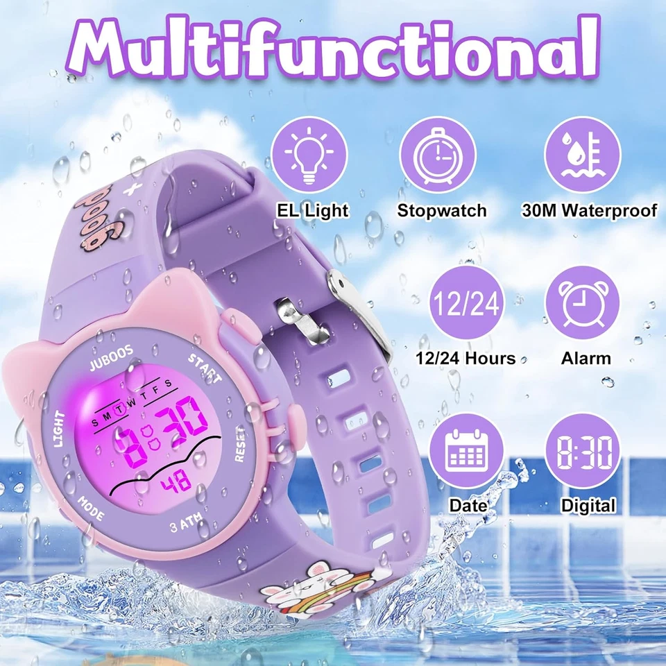Juboos Reloj Digital Deportivo Para Niños,7 Colores Con Luz Led,Resistente Al Ag - Imagen 3 de 4