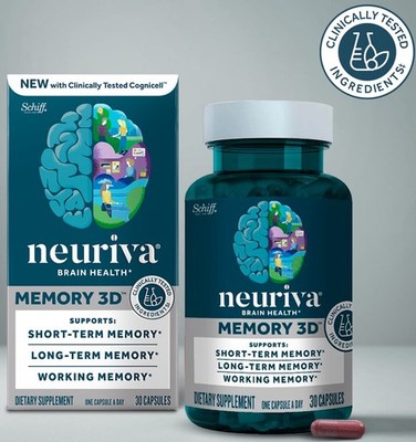 Neuriva Memory 3D Brain Health For Short-Term & Long-Term Memory 30 Caps Ex 9/27