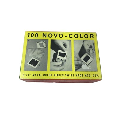 Novo Color 2'' X 2'' metal color slides, unused old stock in original box, Swiss m