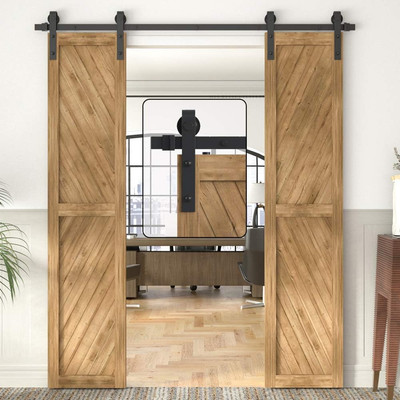 6 FT Double Barn Door Hardware Kit, Sliding Barn Door Hardware Track Kit, Heavy 