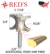 Tideway Carbide Pro LC6061204 3/4D x 3/8R Half Round 1/4" shank router bit