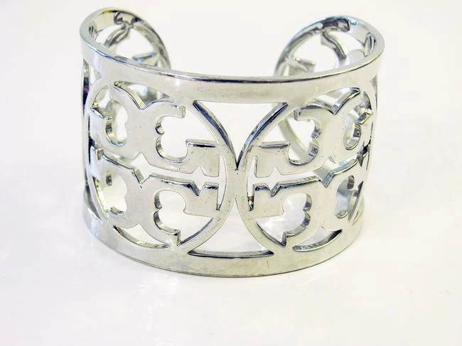 Tory Burch Silvertone Logo Cuff Bracelet