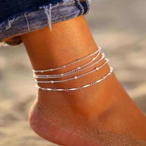 5 Teile/Set Fußkettchen Mehrlagig Perlen Fußkettchen Set Kette Strand Fuß Schmuck - Bild 3 von 19