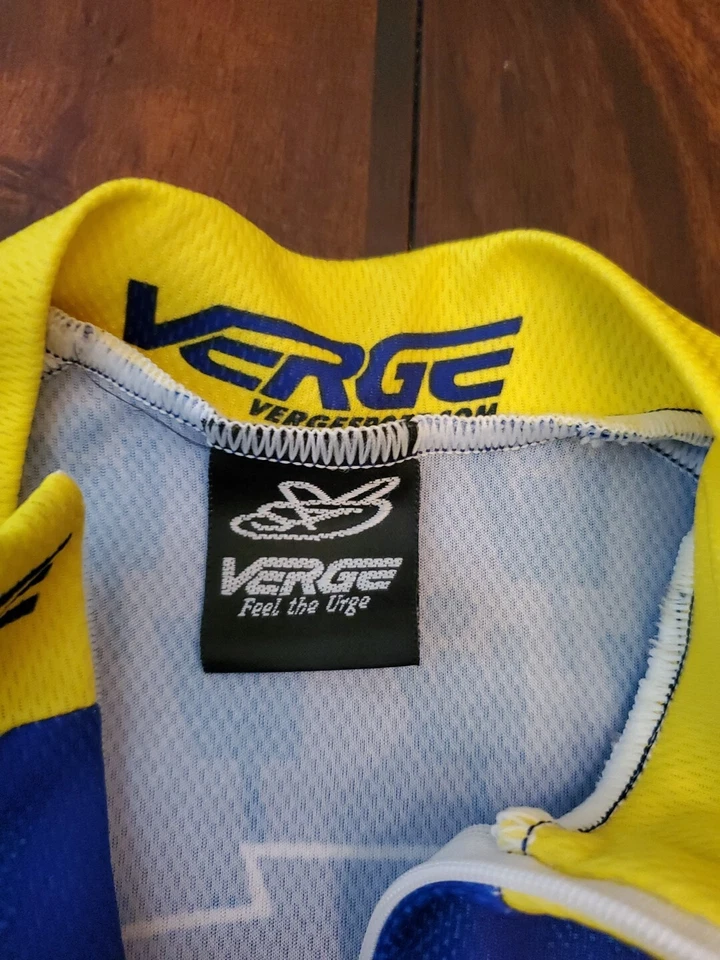 Camiseta deportiva de ciclismo Verge para mujer pequeña azul marino, amarilla manga corta Foto 3 de 3