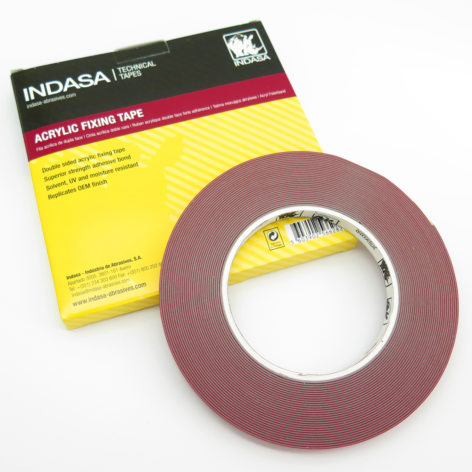 Indasa 12mm Double Sided Acrylic Fixing Tape (12mm x 10m) Professional Use