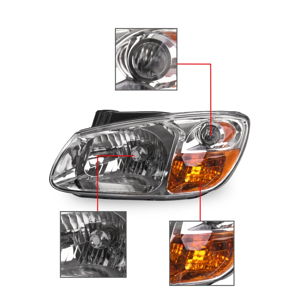 For 2007-09 Kia Spectra Headlight Assembly Left Clear Lens With Halogen Bulb - Image 4 of 4