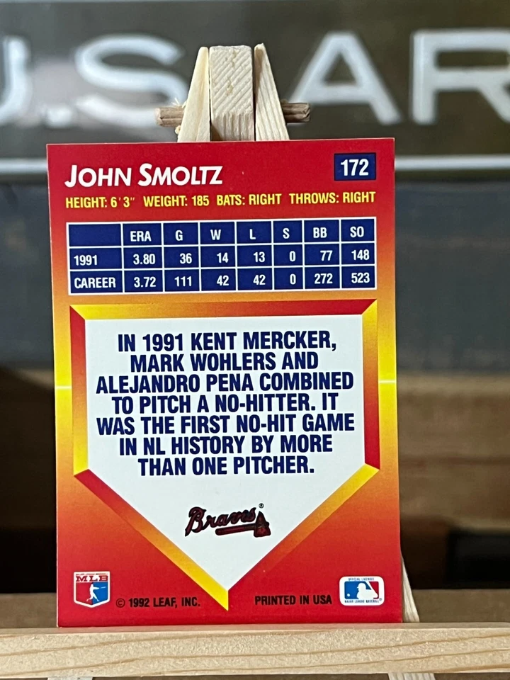 John Smoltz Atlanta Braves 1992 Triple Play #172 - Image 2 of 2