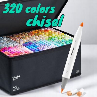 Ohuhu illustration Marker Pen 320 Colors Brush & Chisel Type with