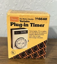 Vintage Sears Variable Plug-In Timer #34 6640 Lamp Lights Appliance Timer NOS