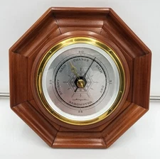 Vintage Airguide Barometer Mid Century Art Deco Wooden Octogon Frame 9" x 9"