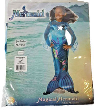 Rubies Girls Mermaid Costume Halloween Play Dress Up Blue Long Sleeve XS 3-4 New