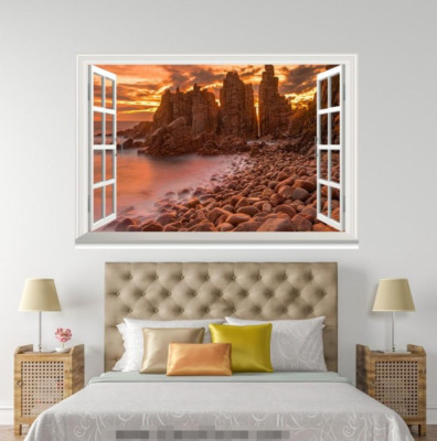 3D Felsen Küste 578 Offen Windows WallPaper Wandbilder Mauer Druck Deco Carly